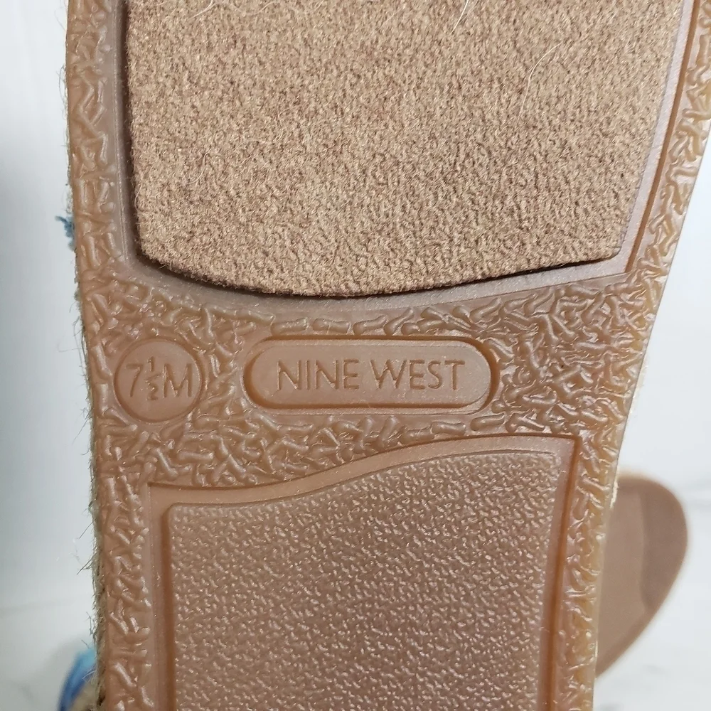 Nine West Maybe Medium Blue Fabric Espadrille Flats Sz 7.5M